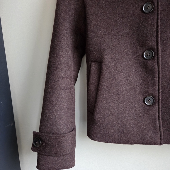 Abercrombie & Fitch EUC Dark Coffee Cropped Wool-Blend Coat XXS - Picture 10 of 16